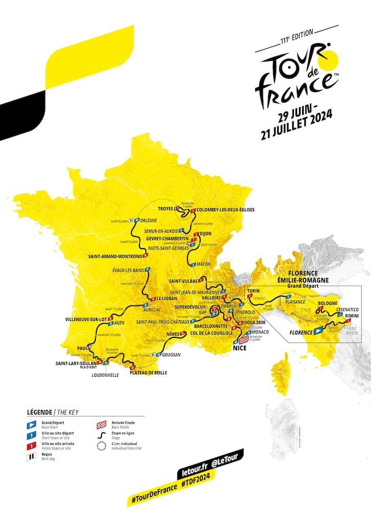 2024 Tour de France étapes et cartes